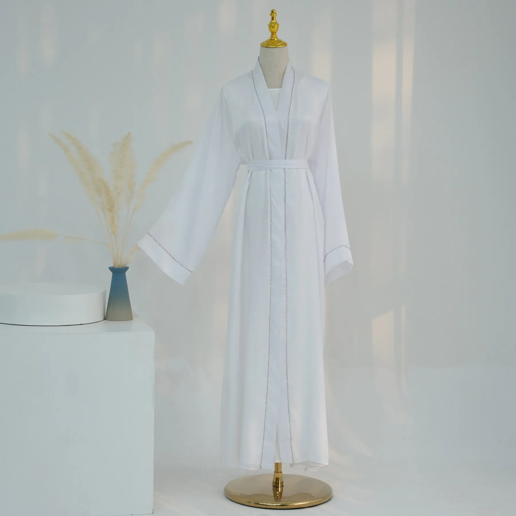 Muslim Modest Cardigan for Women Eid Arab Abaya Dubai Dress Islamic Daily Long Sleeve Clothing Turkey Solid Color Coat Robe