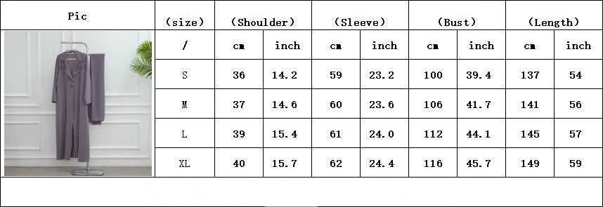 Ramadan Muslim Modest Dress for Women Elegant Two-piece Dubai Blazer-collar Abaya with Hijab Eid Islamic Turkey Kaftan Robe