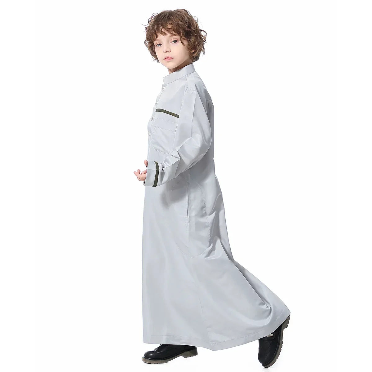 Muslim Saudi Arab Boys Robe Kids Abaya Kaftan Prayer Islam Ramadan Clothing Long Sleeve Thobe Middle East Teenage Dress Dubai