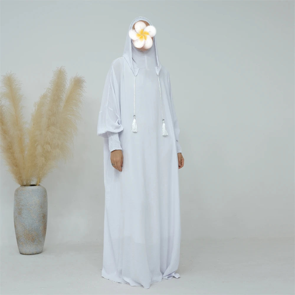 Ramadan Eid Dubai Linen Khimar Abaya Damen Muslim Modal Hijab Dress Kaftan Abayas For Women Kebaya Robe Femme Musulmane