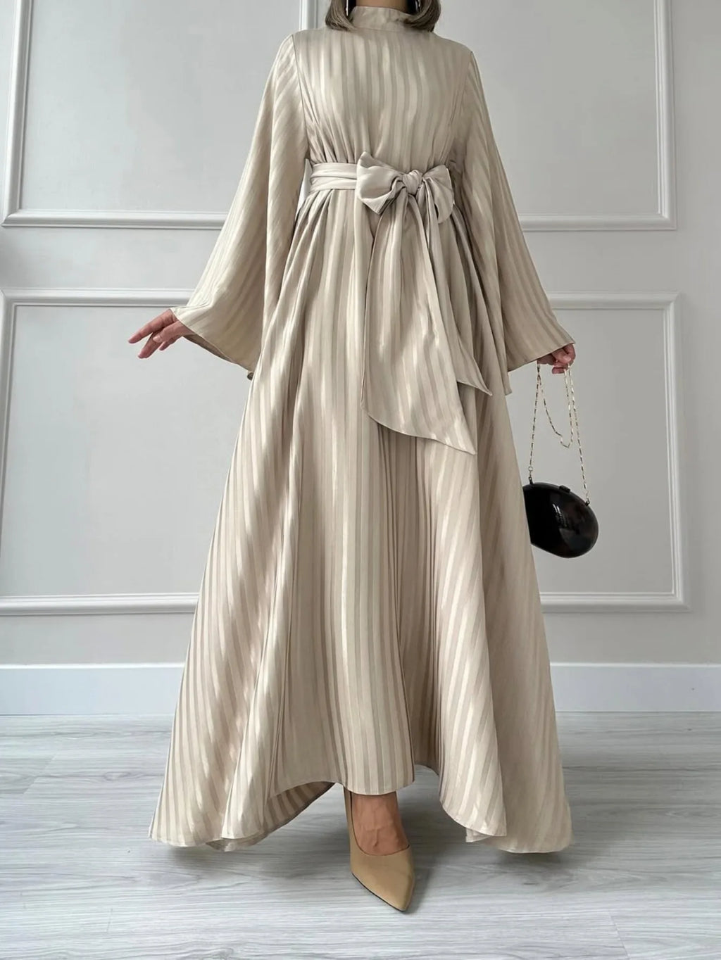 Dress for Women Flared Sleeve Plain Abaya Perfect Islamic Holiday Dubai Travel