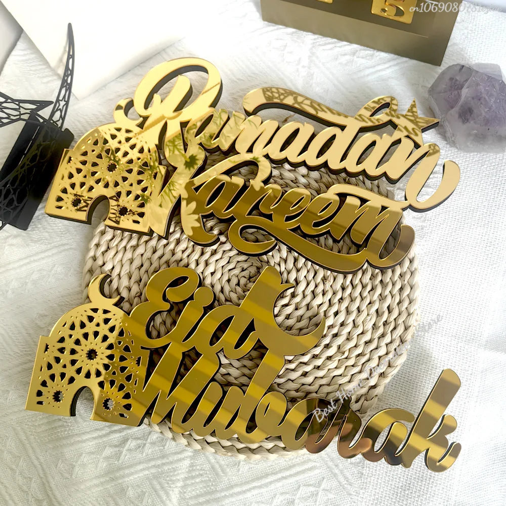 Ramadan Bismillah Acrylic Wooden Ornament Eid Mubarak Home Decoration Islamic Muslim Party Supplies Alhamdulillah Mashallah 2025