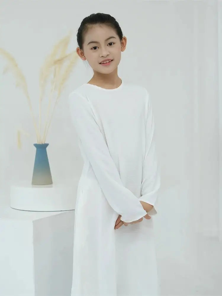 Open White Black Plain Abayas For Child Kids Modest Abaya Dubai Muslim Kaftan Under Dress Girl Robe Caftan Marocain Musulmane