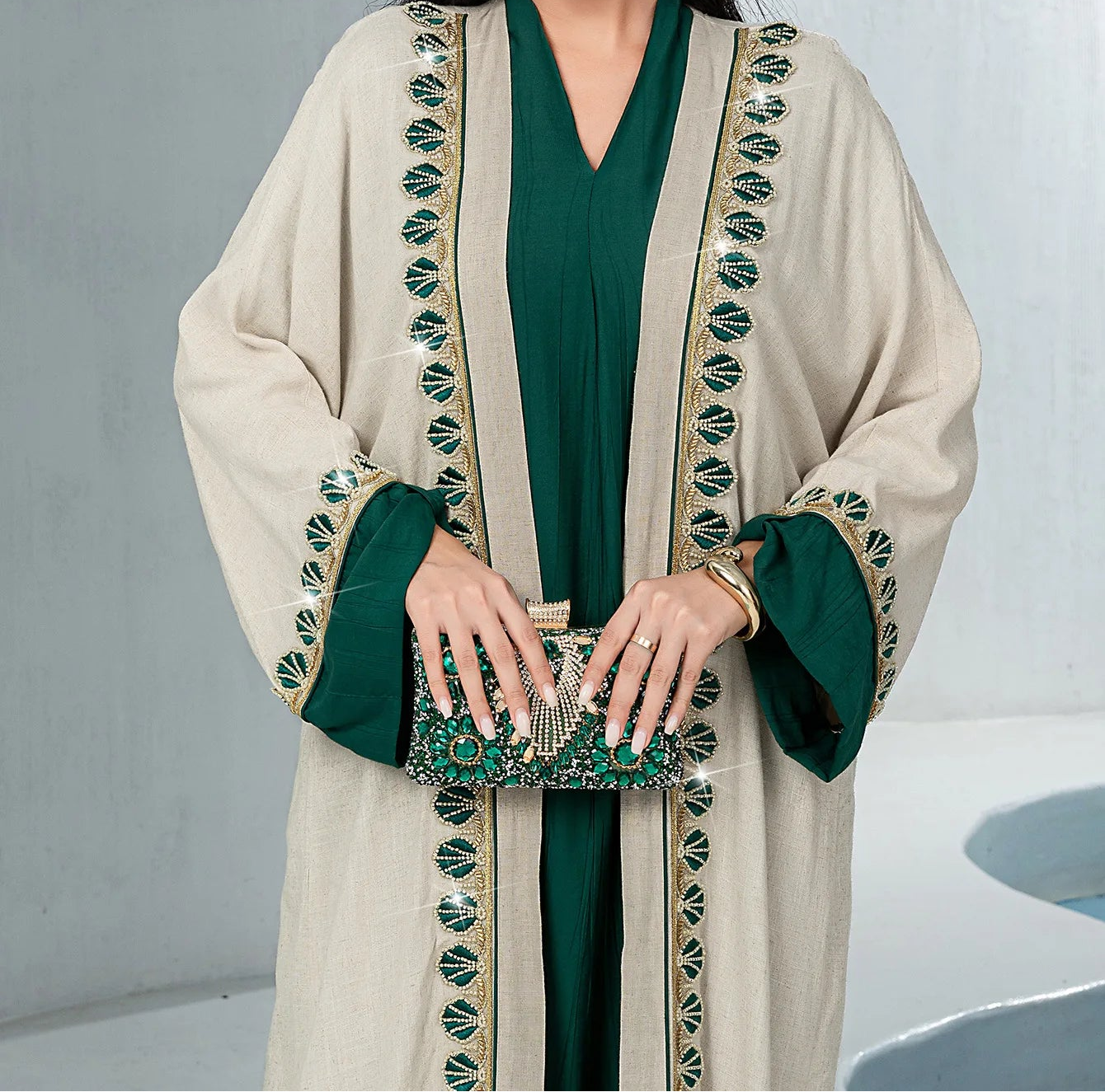 Eid Women Dress Abaya 2 Piece Set Party Diamond Cardigan Muslim Caftan Robe Jalabiya Ramadan Dubai Kaftan Vestidos Largos