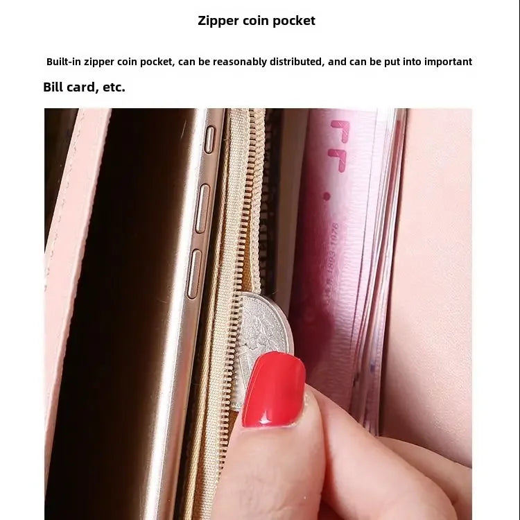 New Large Capacity Women's Wallet Fashionable Long Leather Clutch Bag Mobile Phone Bag Student Coin Purse Handheld Card Holder