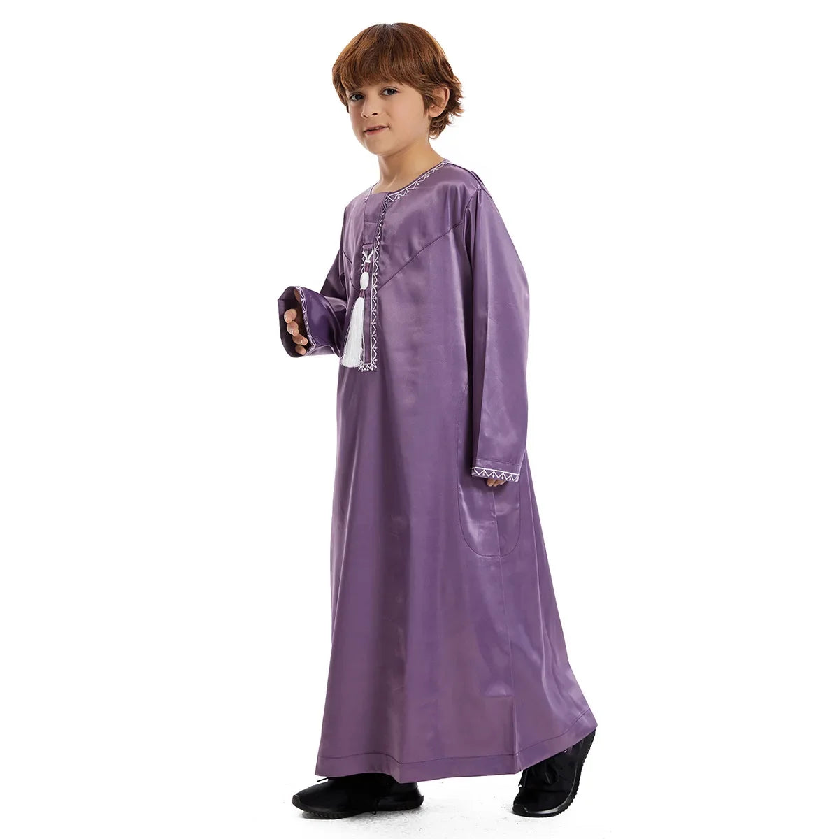 Eid Muslim Children Abaya Ramadan Jubba Prayer Thobe Boy Kids Abayas Islam Long Robe Gown Kaftan Dubai Arab Tassel Dishdasha