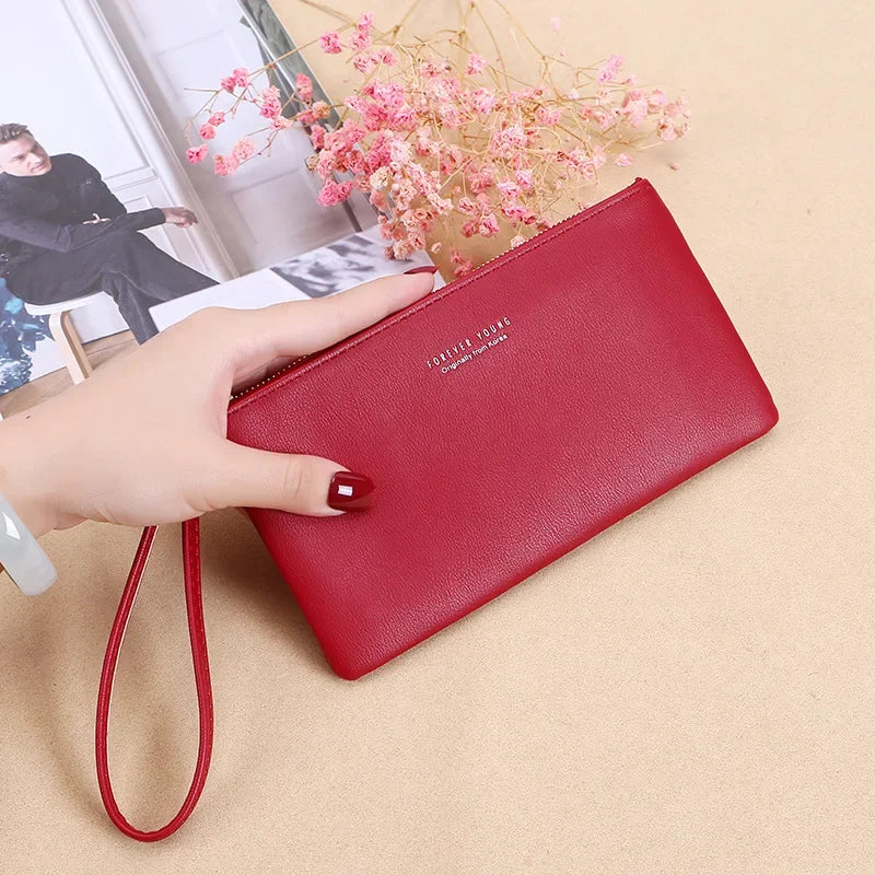 Women Wallet Female Purse Soft Leather Long Coin Purse Card Holder Money Clutch Large Capacity Vintage Zipper Slim Wallet