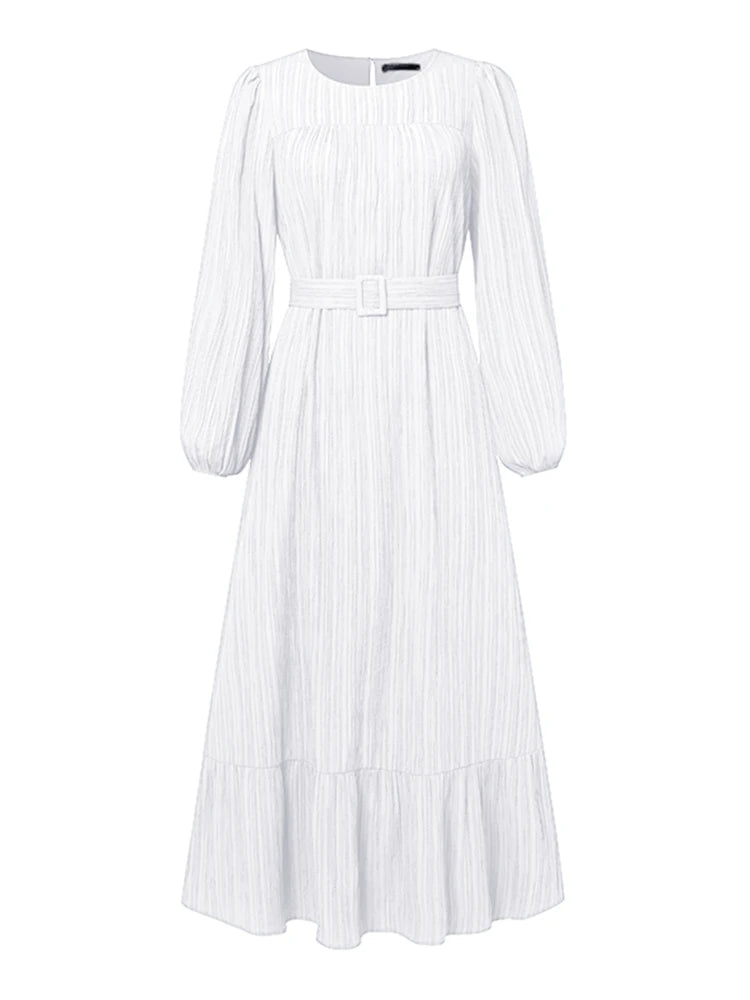 Fashion Long Sleeve Muslim Dress Abaya Women Elegant Party Dresses Ramadan IsIamic Robe Spring Belted Vestido 2026