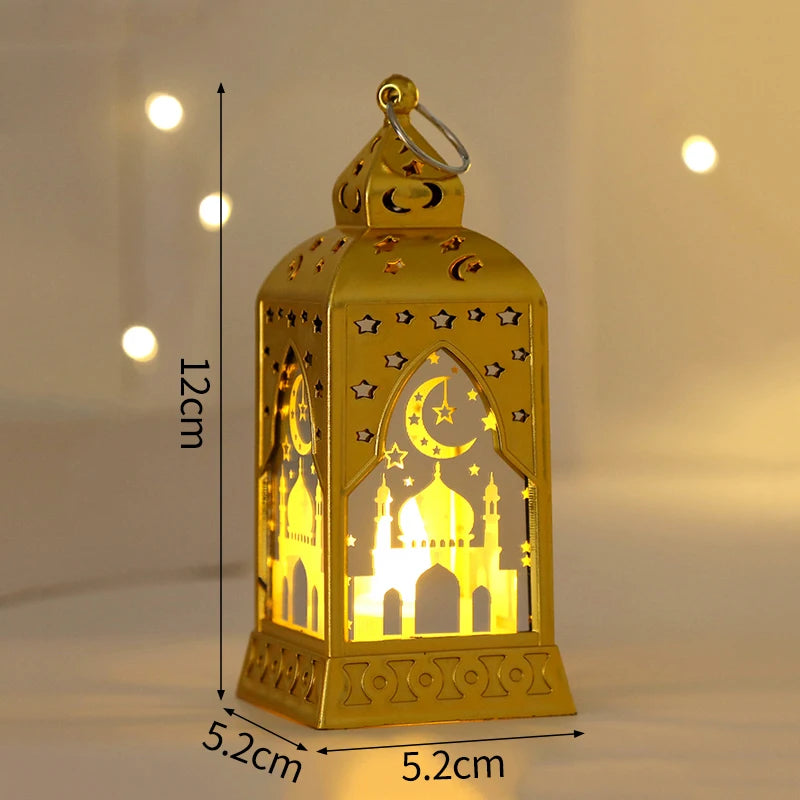 Creative Eid Mubarak Candle Lamp Ramadan Crescent Moon and Star Night Light Islamic Muslim Party Decor Eid Party Supplies