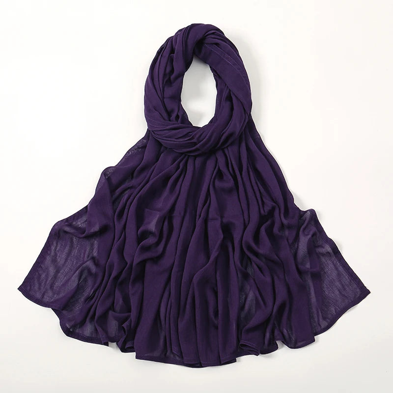 Rayon Viscose Muslim Woman Hijab Cotton Plain Musulman Scarves Solid Islamic Shawls and Wraps Soft Women's Turban Headband Veil