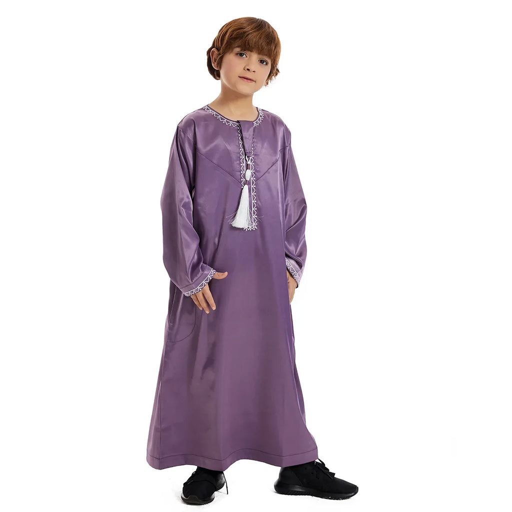 Eid Muslim Children Abaya Ramadan Jubba Prayer Thobe Boy Kids Abayas Islam Long Robe Gown Kaftan Dubai Arab Tassel Dishdasha
