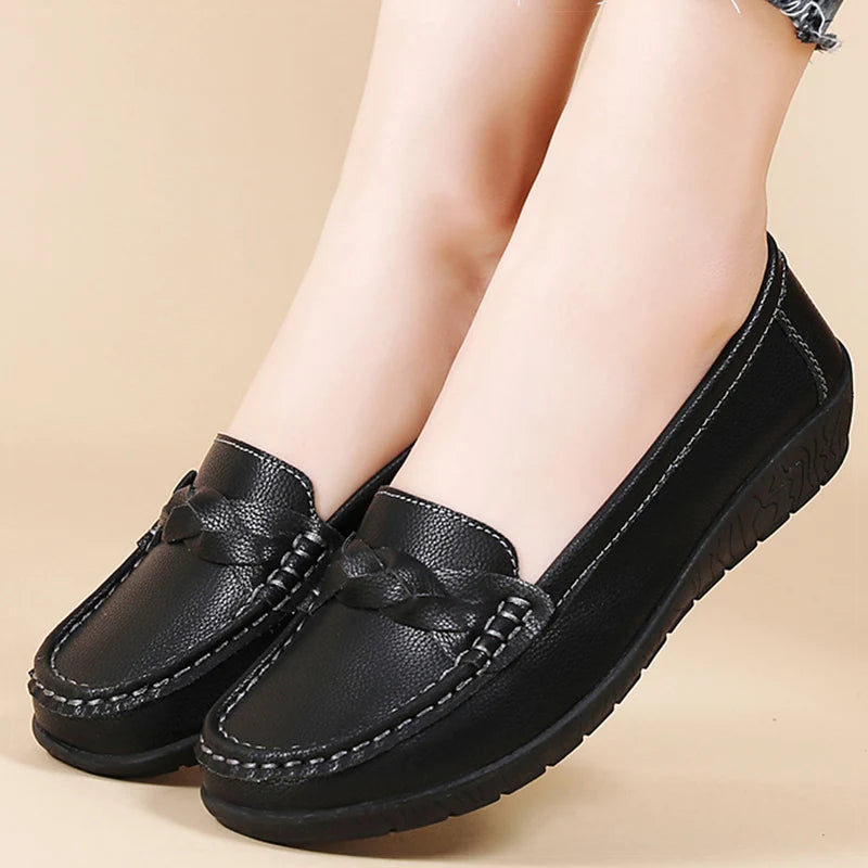 Women Shoes Soft Leather Women's Loafer  New Flats Slip On Casual Shoes Flat Shoes Women White Footwear Zapatos De Mujer