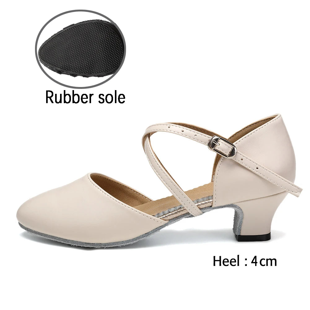 Women Dance Shoes Latin Party Tango Jazz Elegant Dancing Shoes Lace-up Suede Sole Closed Toe Microfiber Leather 7 Colors