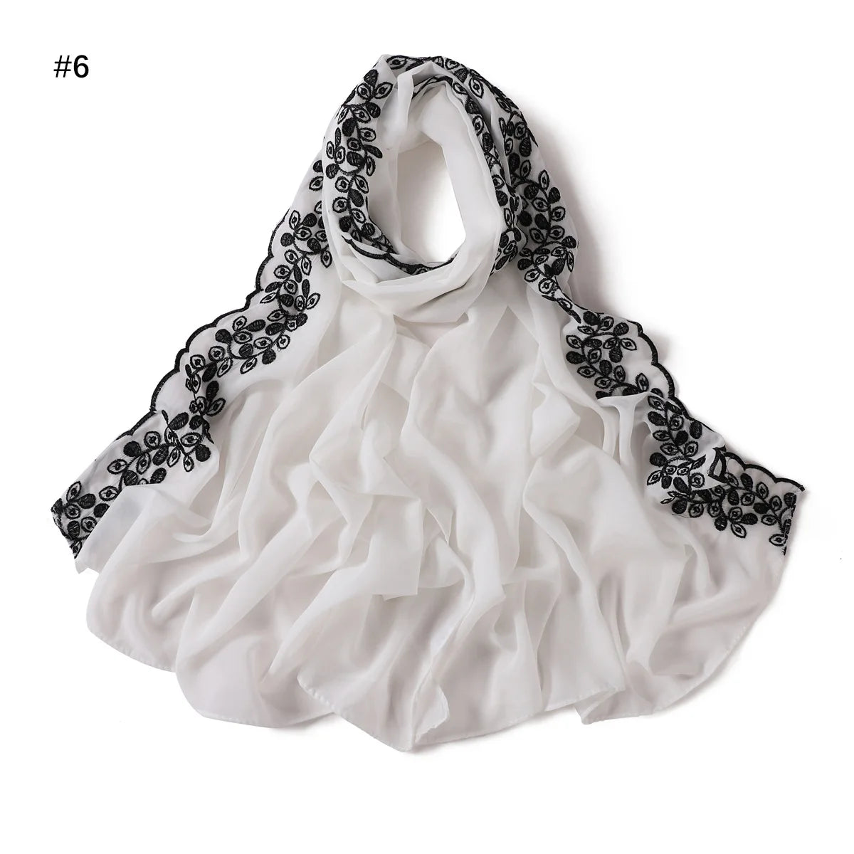 Embroidery Lace Chiffon Hijabs for women Vine Heavy Pearl Industry Edge Long Scarf Light Scarf Headscarf Shawl Turban Ramadan