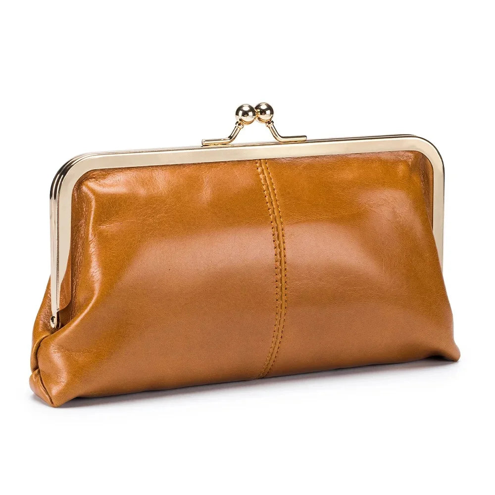 Vintage Long Genuine Leather Clutch Wallet Women's European American Handbag Oil Wax Skin Large Capacity Wholesale