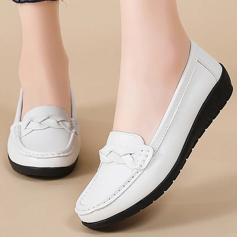 Women Shoes Soft Leather Women's Loafer  New Flats Slip On Casual Shoes Flat Shoes Women White Footwear Zapatos De Mujer