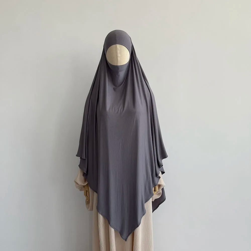 Premium Cotton Jersey Khimar Stretchy Lightweight Breathable One Layer Islam Muslim Women Eid Ramadan Long Prayer Hijab Khimar