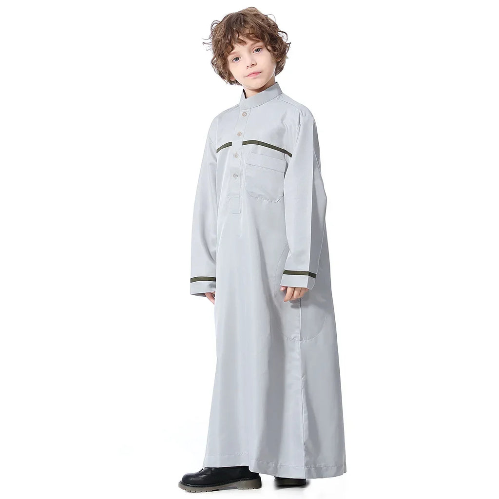 Muslim Saudi Arab Boys Robe Kids Abaya Kaftan Prayer Islam Ramadan Clothing Long Sleeve Thobe Middle East Teenage Dress Dubai