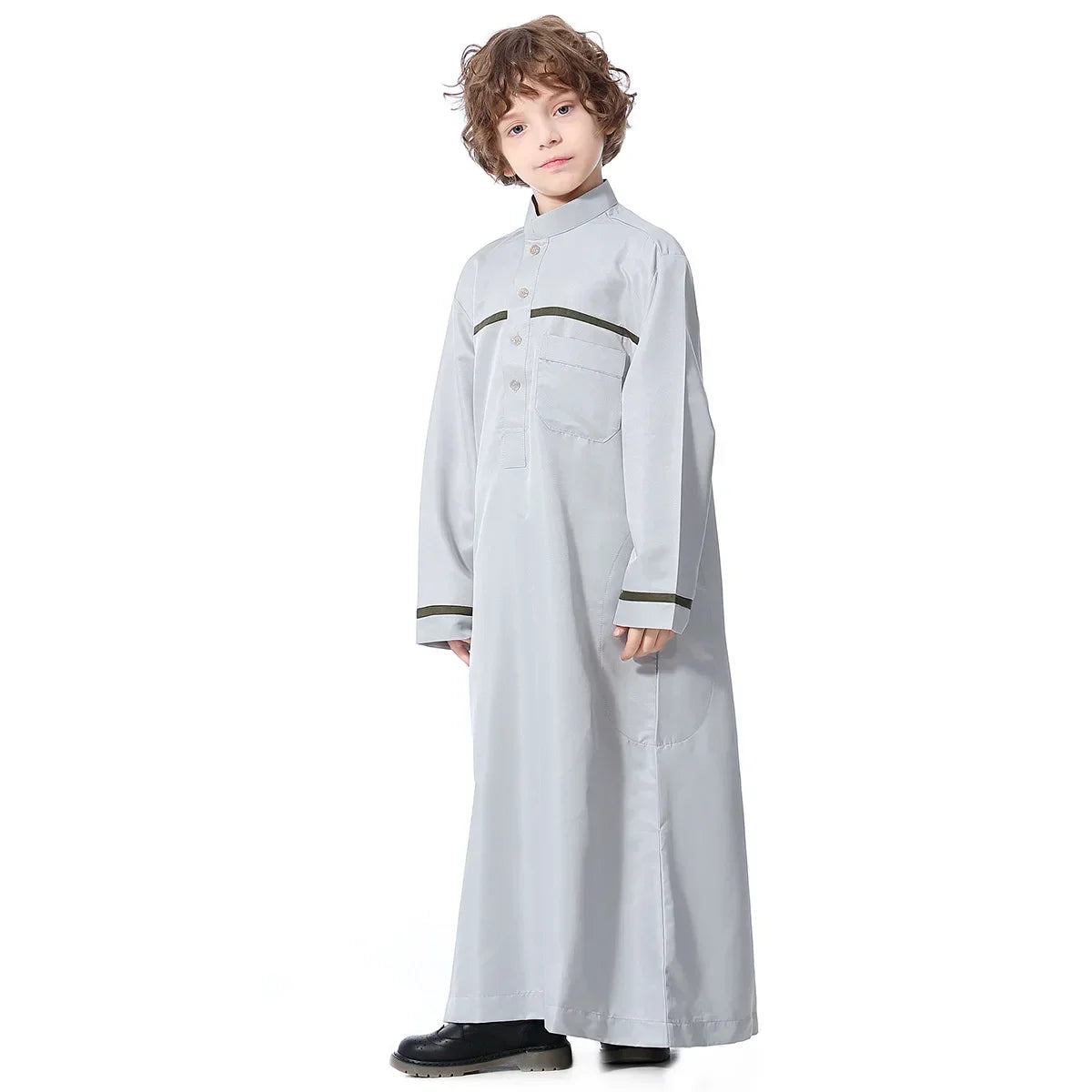 Muslim Saudi Arab Boys Robe Kids Abaya Kaftan Prayer Islam Ramadan Clothing Long Sleeve Thobe Middle East Teenage Dress Dubai