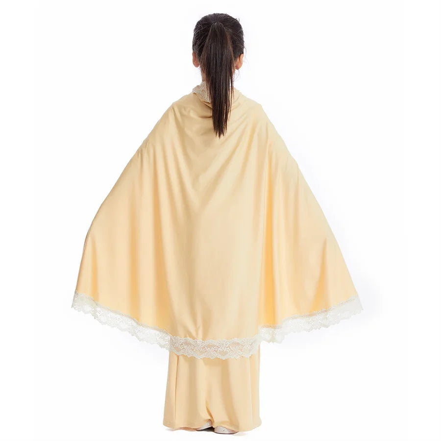 Ramadan Eid Kaftan Girls Khimar Abaya Set Kids Dubai Turkey 2 Piece Hijab Muslim Dress Islam Khimar Skirt Robe Prayer Clothes