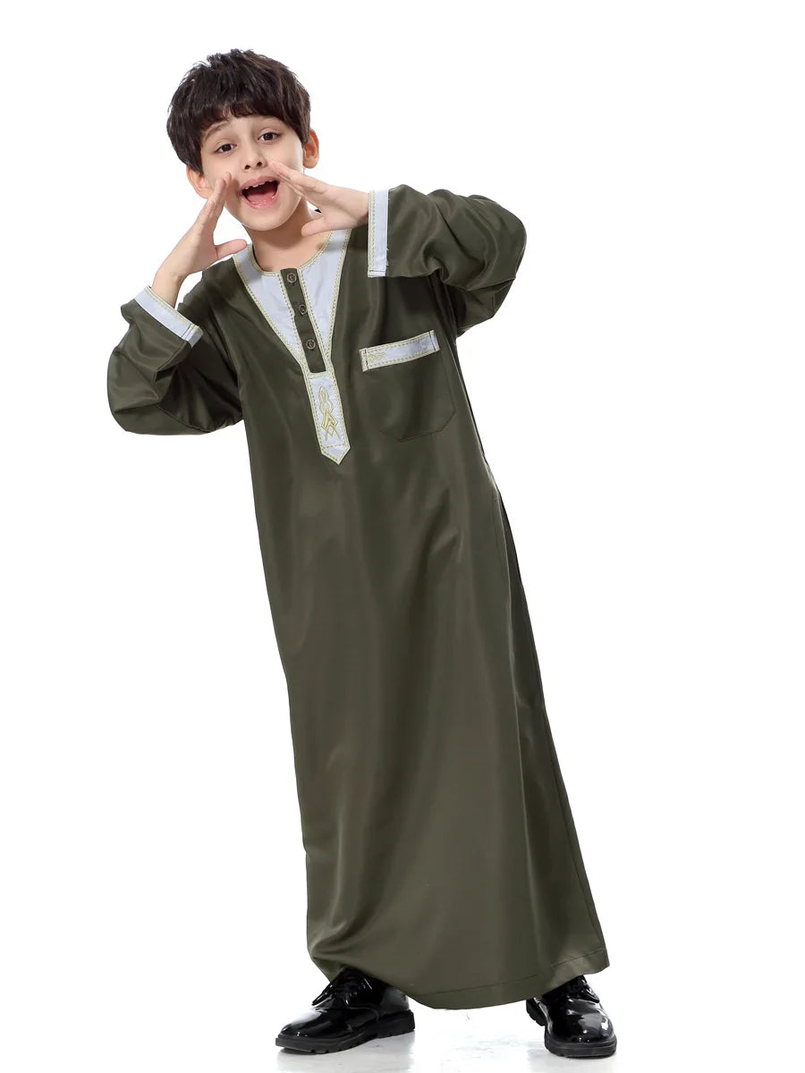 Eid Muslim Kids Abaya Jubba Thobe Dress Kimono Boy Thobe Thawb Caftan for Children Ramadan Long Robes Dress Dubai Arab 2026