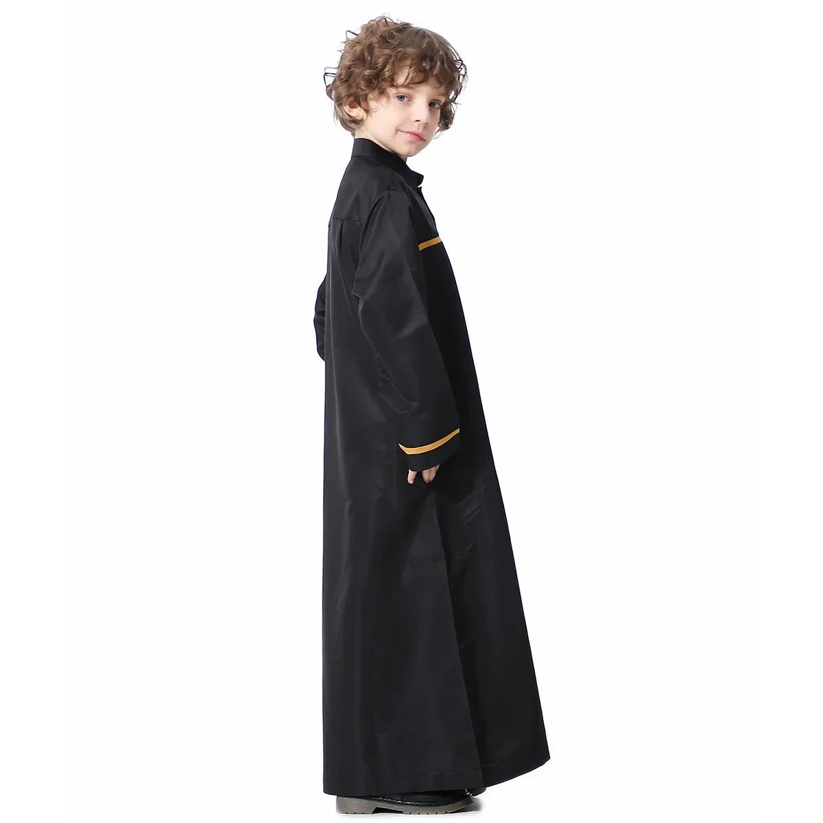 Muslim Saudi Arab Boys Robe Kids Abaya Kaftan Prayer Islam Ramadan Clothing Long Sleeve Thobe Middle East Teenage Dress Dubai