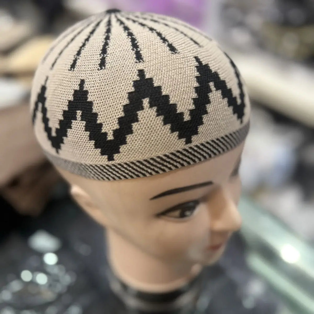 Ethnic Hats for Africa Men Knitted Cap Eid Prayer Khaki Street Melon Hat Fashion Classic Islam Beanies Kuki Caps Male 54-59cm