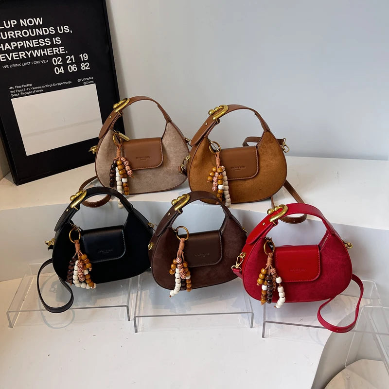 LEFTSIDE Retro PU Leather Small Saddle Bag Winter Shoulder Bag Luxury Crossbody Bag Females Luxury Handbags and Purses