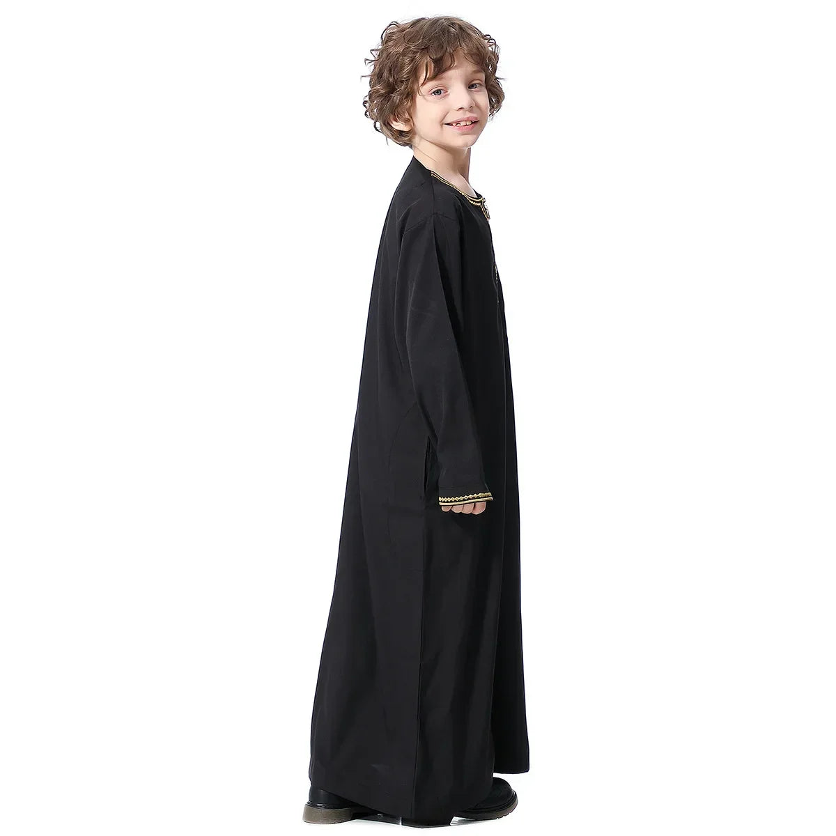 Muslim Saudi Arab Boys Robe Kids Abaya Kaftan Prayer Islam Ramadan Clothing Long Sleeve Thobe Middle East Teenage Dress Dubai