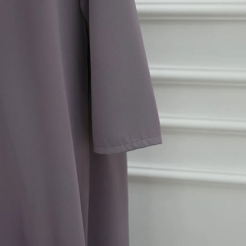 Ramadan Muslim Modest Dress for Women Elegant Two-piece Dubai Blazer-collar Abaya with Hijab Eid Islamic Turkey Kaftan Robe