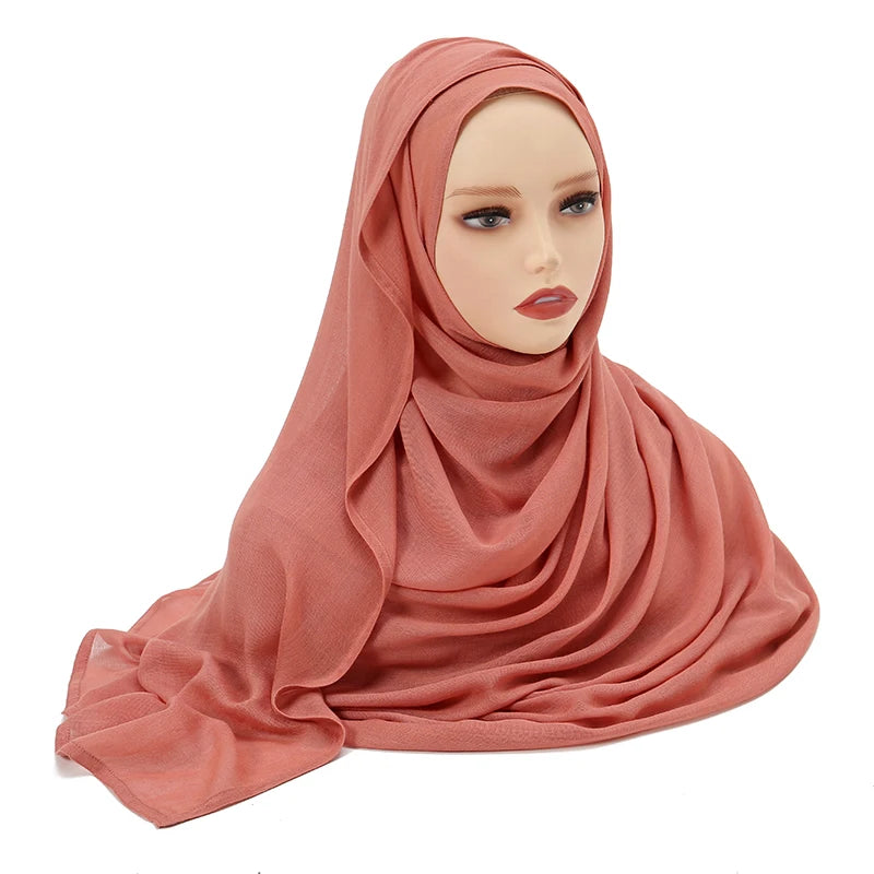 Rayon Viscose Muslim Woman Hijab Cotton Plain Musulman Scarves Solid Islamic Shawls and Wraps Soft Women's Turban Headband Veil