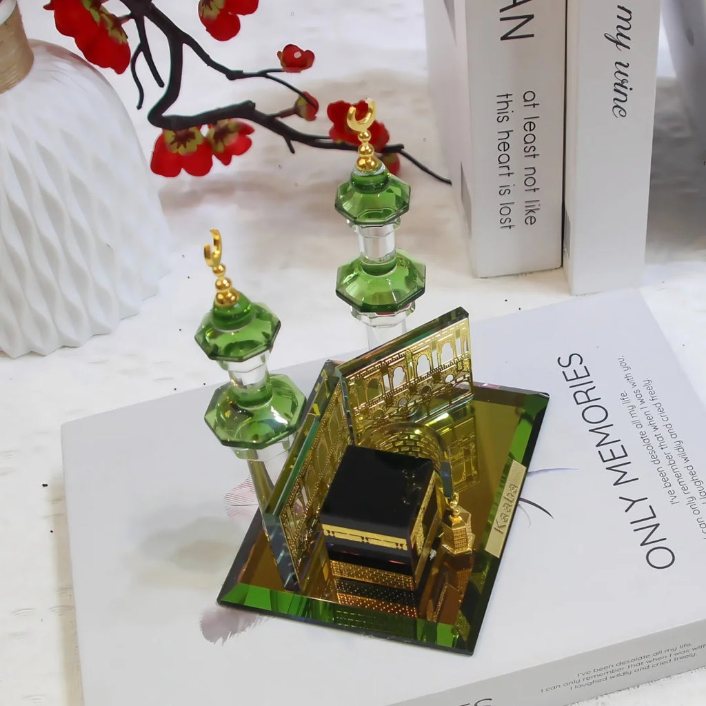 Muslim Kaaba Clock Tower Model Desktop Car Ornament Islamic Home Decor  Islamic Architecture Crystal Collectible Figurines