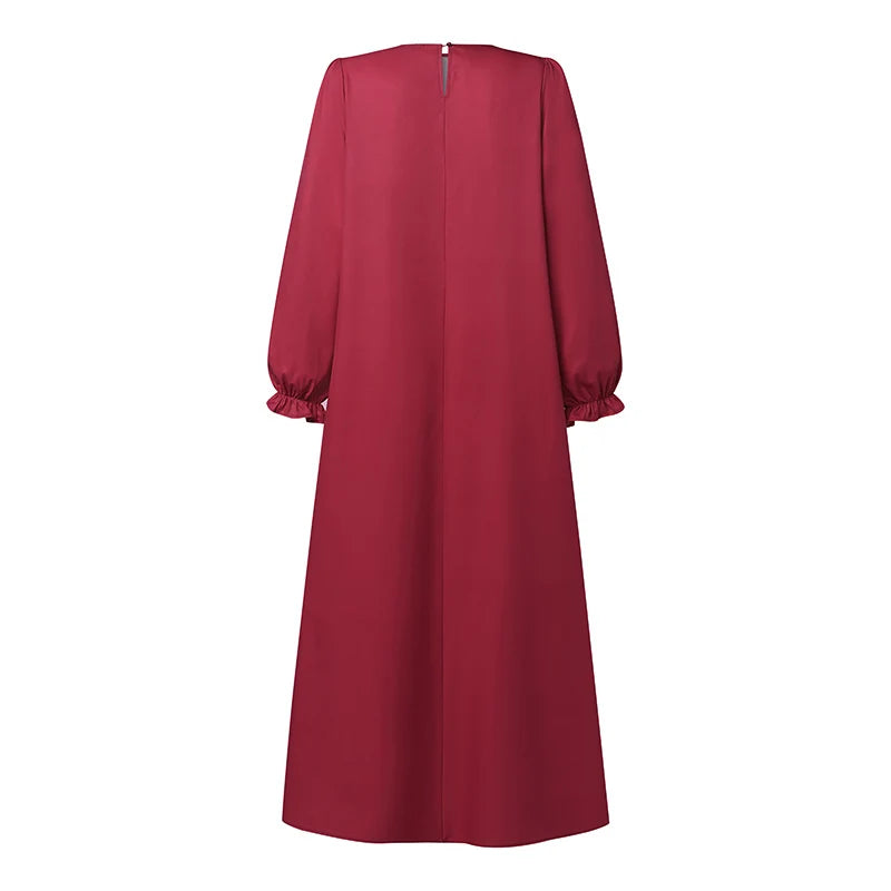 Autumn Muslim Dresses Vintage Dubai Turkey Abaya Hijab Sundress  Women Bohemian Floral Printed Long Dress Robe Femme 2025