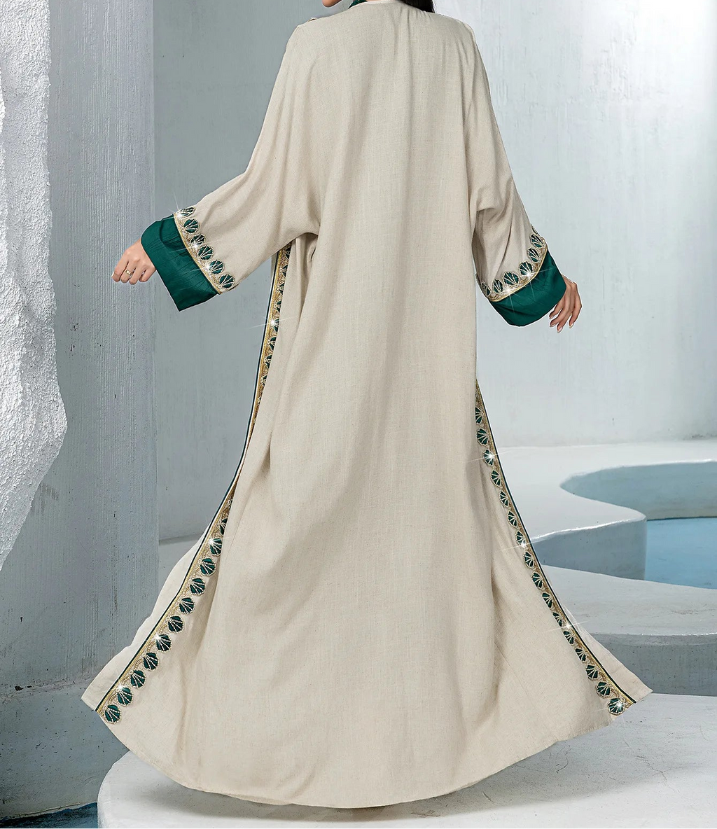 Eid Women Dress Abaya 2 Piece Set Party Diamond Cardigan Muslim Caftan Robe Jalabiya Ramadan Dubai Kaftan Vestidos Largos