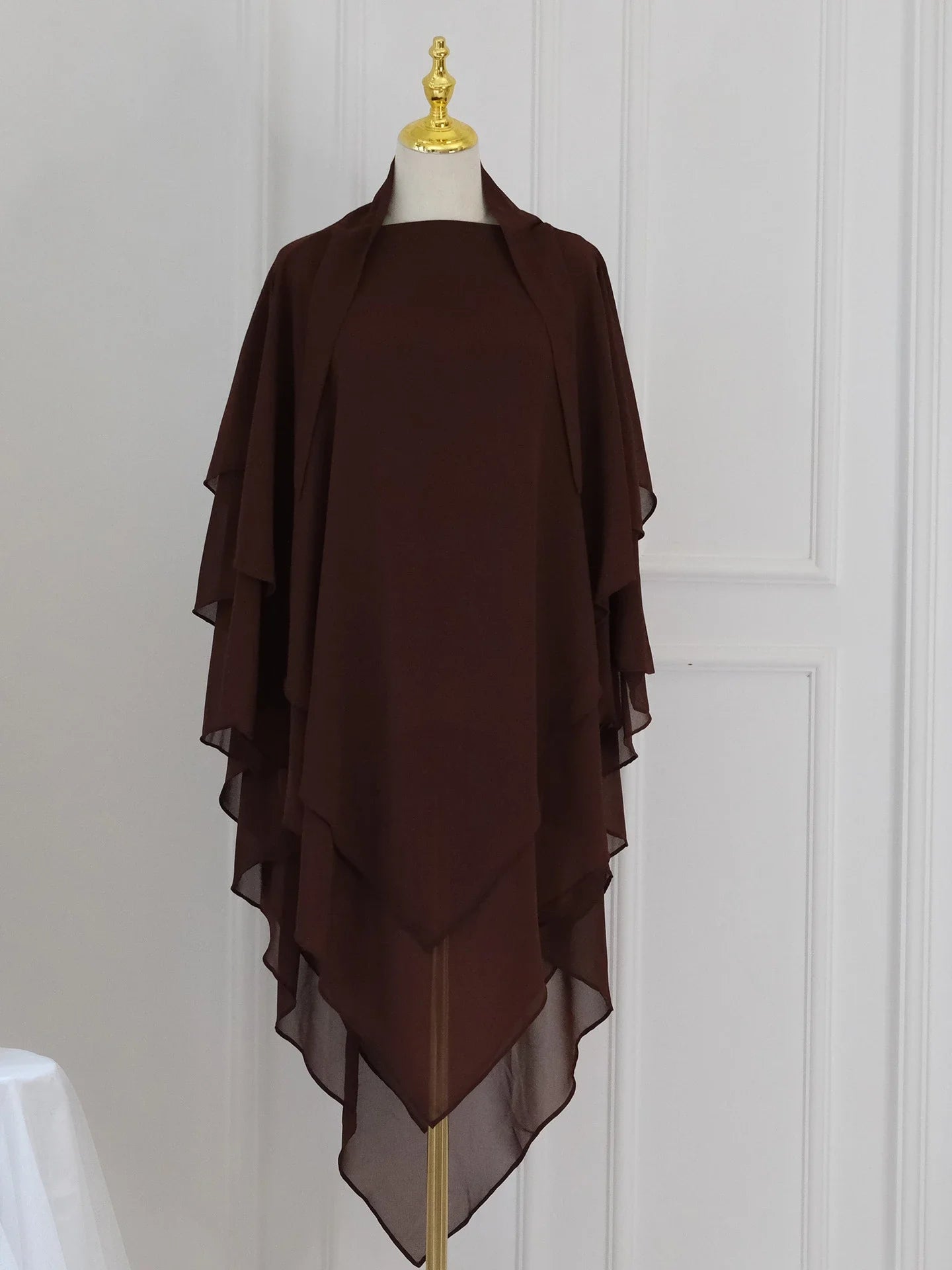 Long Khimar Women Muslim Hijab Prayer Eid 3 Layers Chiffon 2025 Hijabs Headscarf Shawl Veil Long Three-Layer Djellaba Niqab