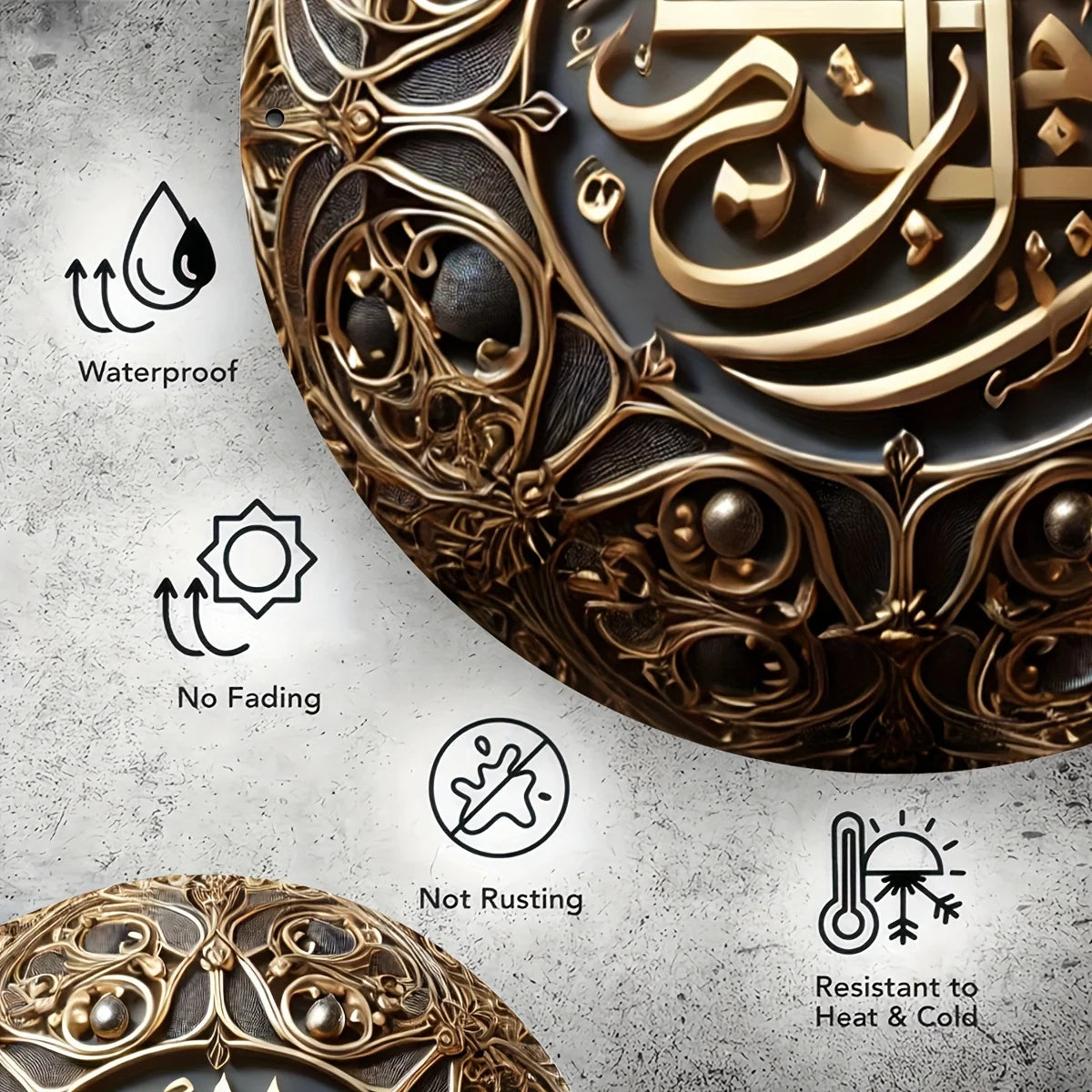 Durable Metal Muslim Koranic Wall Art , Easy-Hang Decor for Home, Garage,Home Decor Enthusiasts & Muslim Community Home Decor