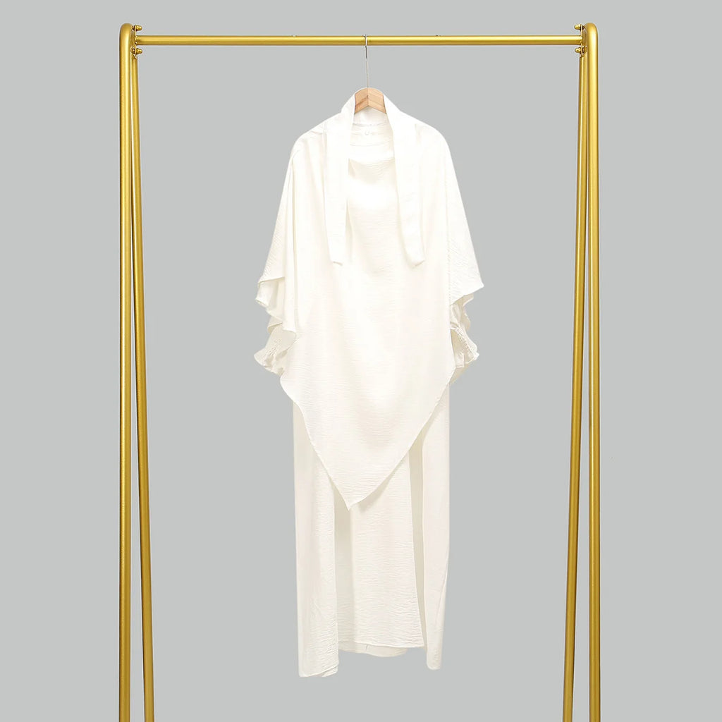 Two Piece Jilbab Prayer Set Abaya for Woman Batwing Hijab Dress Muslim Kimono Kaftan Robe Long Khimar Islam Cloth Jilbab Ramadan