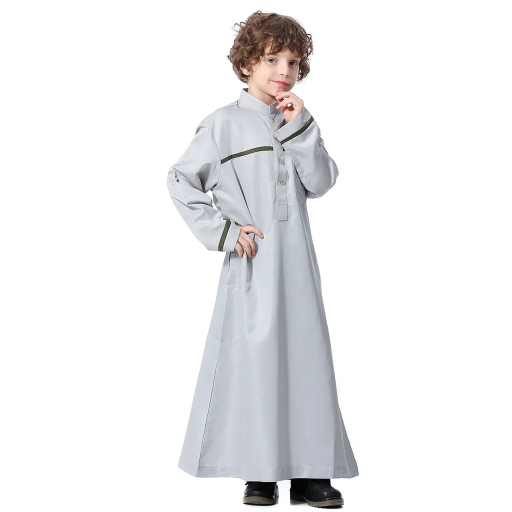 Muslim Saudi Arab Boys Robe Kids Abaya Kaftan Prayer Islam Ramadan Clothing Long Sleeve Thobe Middle East Teenage Dress Dubai
