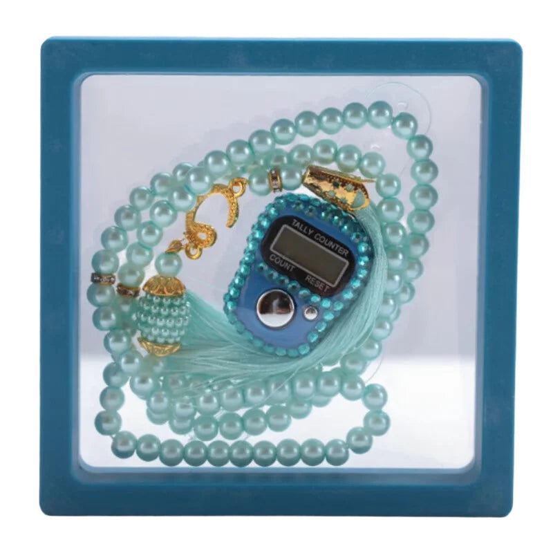 Muslim Prayer Set With Gift Box Pray For 99 Beaded Bracelets Resettable Finger Counter Ring Eid Al-Fitr Prayer Gifts