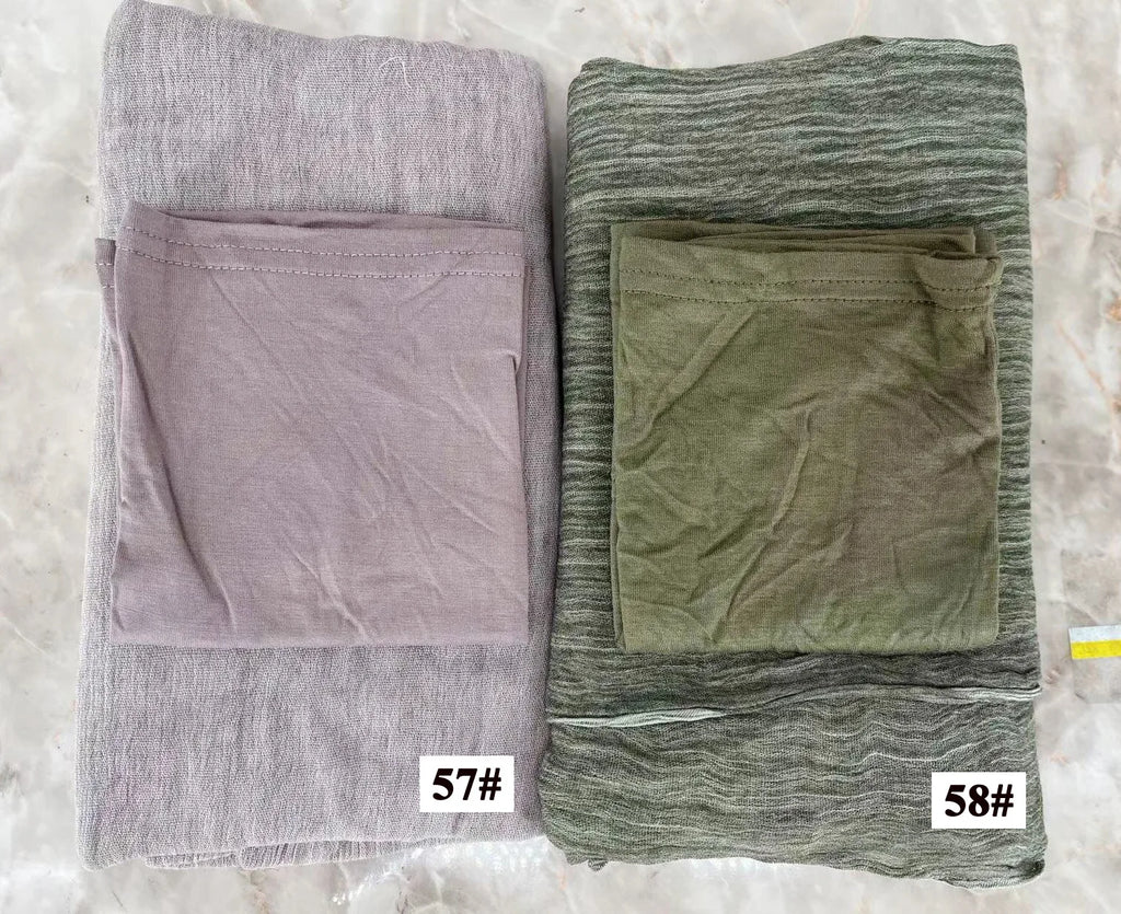 Rayon Cotton Hijab with Inner Cap Set Premium Wrinkle Scarf Headscarf Shawl Dirty Dyed Vintage Soft Muslim Turban Hijabs Women