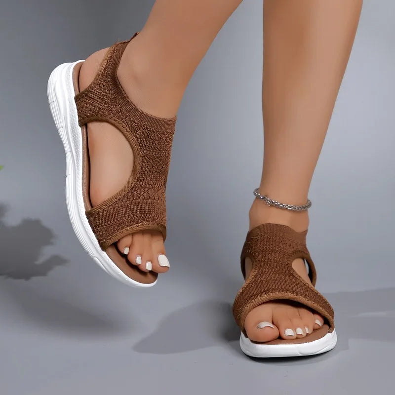 Women's Shoes Summer Comfortable Casual Sports Sandals Women's Beach Wedge Sandals Women's Mesh Knitted Roman Sandals