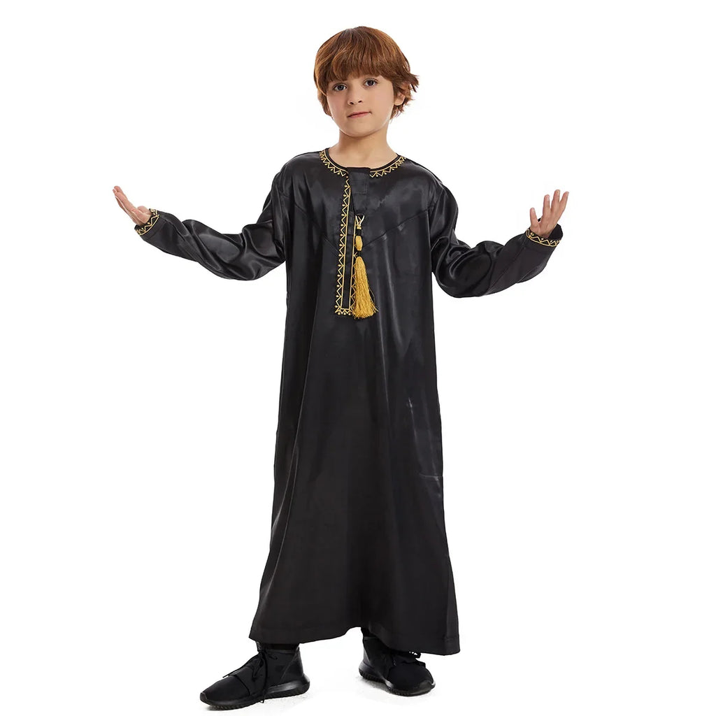 Eid Muslim Children Abaya Ramadan Jubba Prayer Thobe Boy Kids Abayas Islam Long Robe Gown Kaftan Dubai Arab Tassel Dishdasha