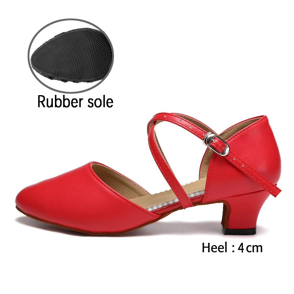 Women Dance Shoes Latin Party Tango Jazz Elegant Dancing Shoes Lace-up Suede Sole Closed Toe Microfiber Leather 7 Colors