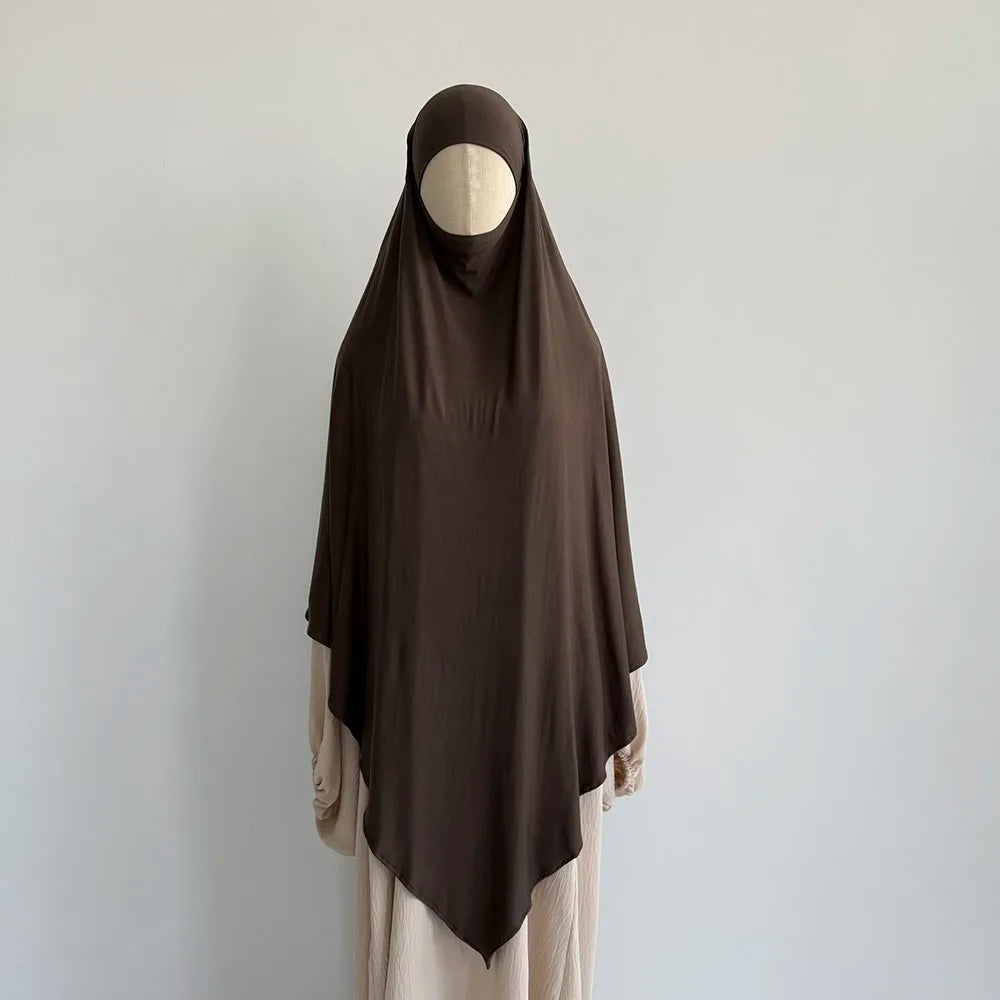 Premium Cotton Jersey Khimar Stretchy Lightweight Breathable One Layer Islam Muslim Women Eid Ramadan Long Prayer Hijab Khimar