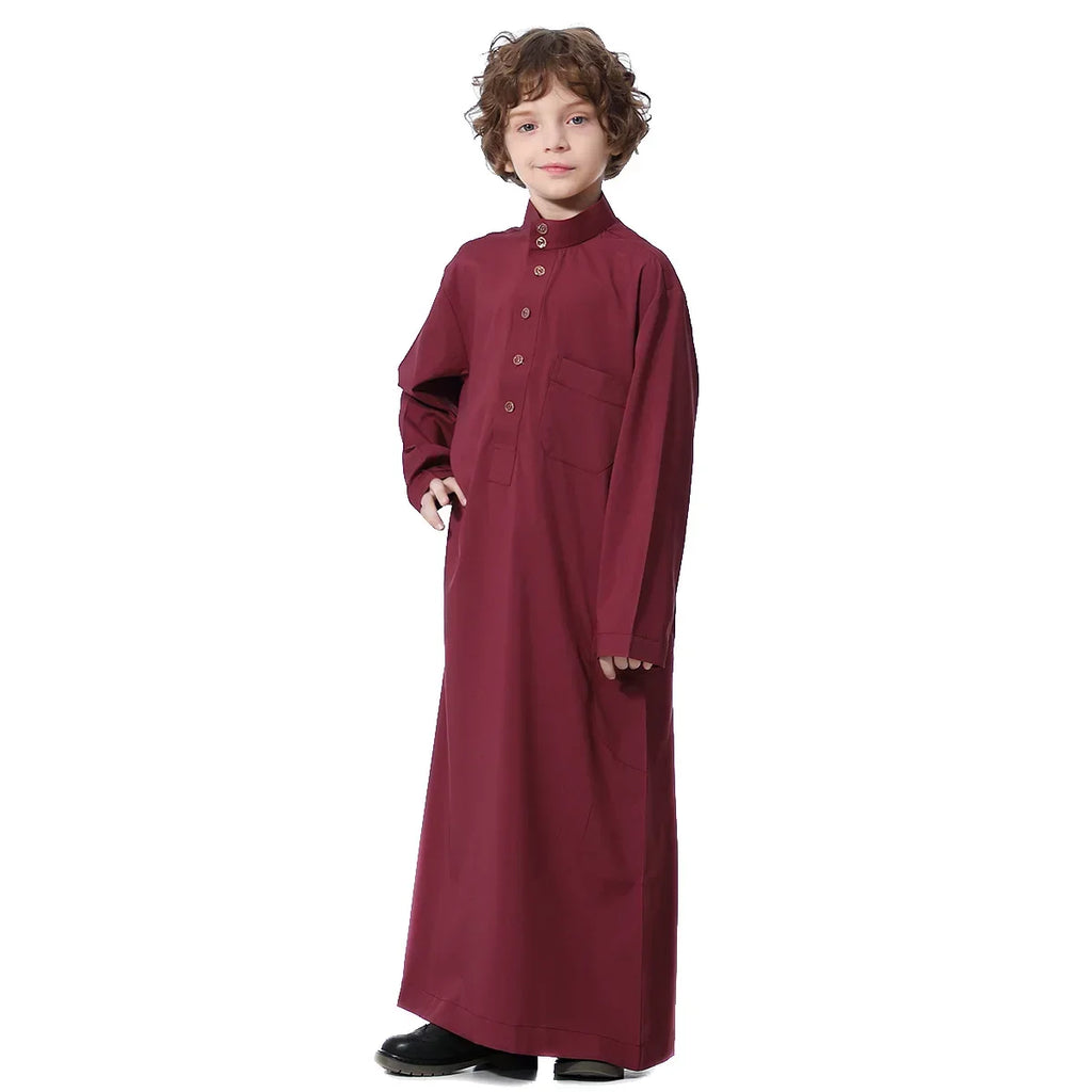 Muslim Saudi Arab Boys Robe Kids Abaya Kaftan Prayer Islam Ramadan Clothing Long Sleeve Thobe Middle East Teenage Dress Dubai