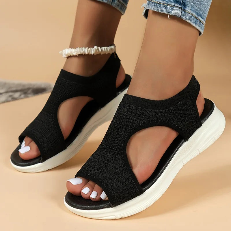 Women's Shoes Summer Comfortable Casual Sports Sandals Women's Beach Wedge Sandals Women's Mesh Knitted Roman Sandals
