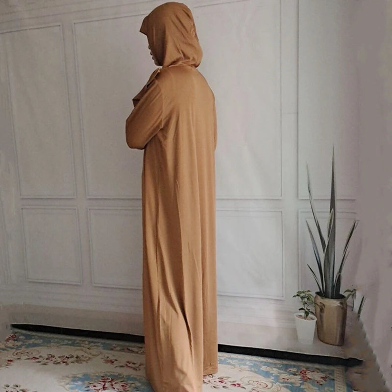 Women's Prayer Garment Ramadan Muslim Abaya Kaftan Women Jilbab with Hijab Abayat Islam Modest Dress Robe Islamic Arab Clothes