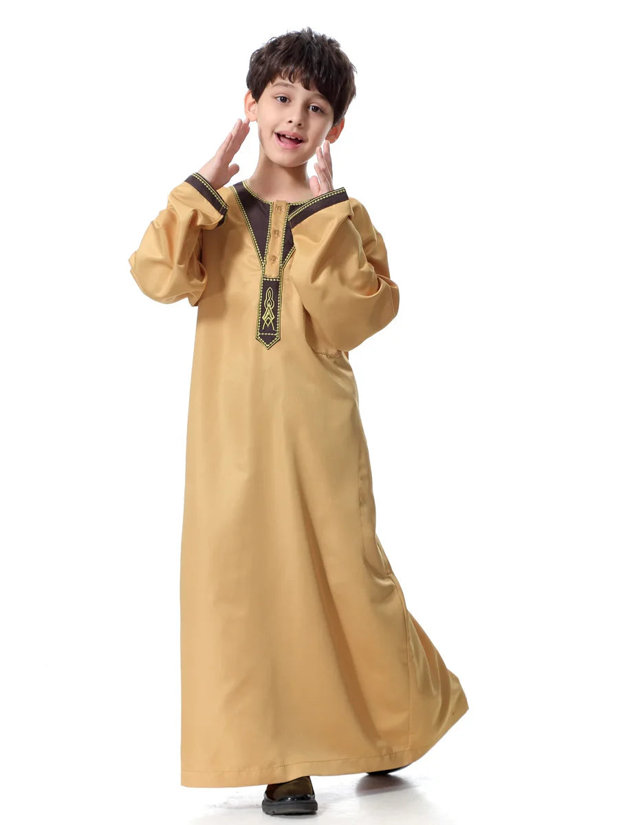 Eid Muslim Kids Abaya Jubba Thobe Dress Kimono Boy Thobe Thawb Caftan for Children Ramadan Long Robes Dress Dubai Arab 2026