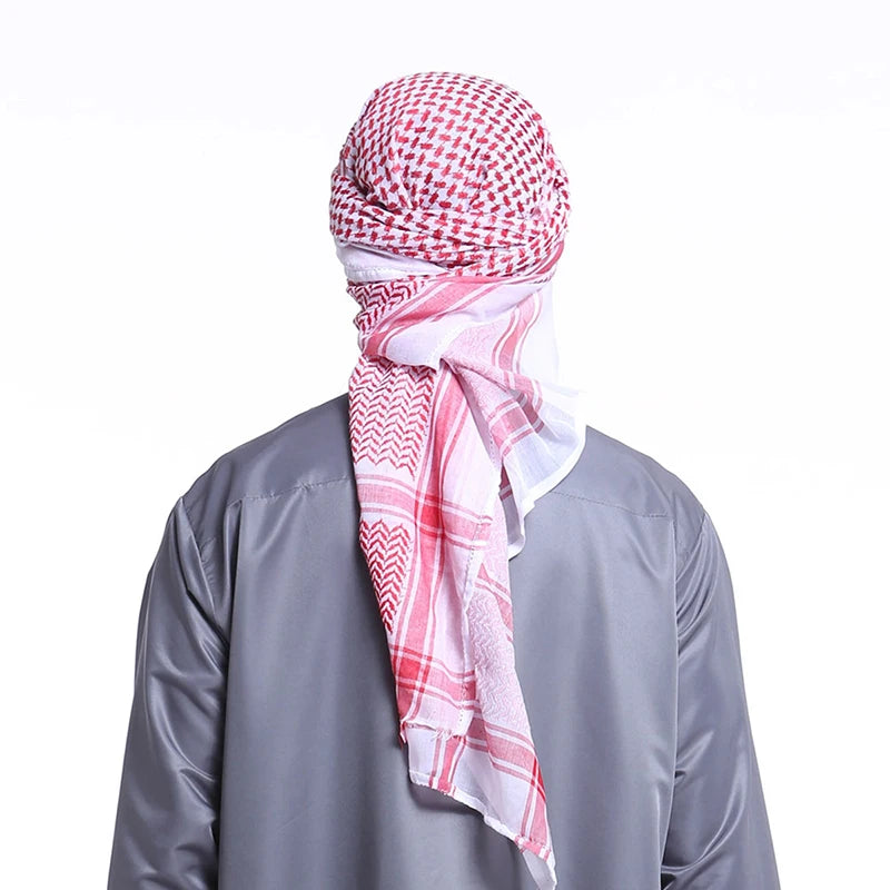 Saudi Arabic Islamic Accessories Men Praying Hat Headscarf Headband Muslim Traditional Costumes Clothing Plaid Turban 140*140cm