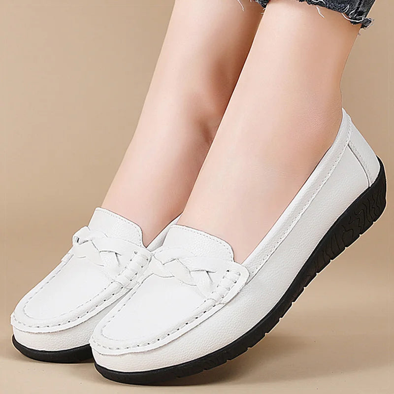 Women Shoes Soft Leather Women's Loafer  New Flats Slip On Casual Shoes Flat Shoes Women White Footwear Zapatos De Mujer